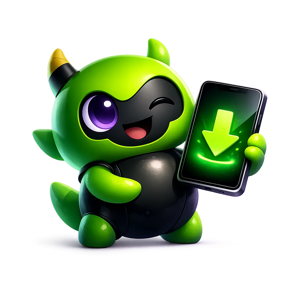 BC Game app download promo image featuring a polished 3D mobile device with vibrant accent lighting on a clean dark backgroun